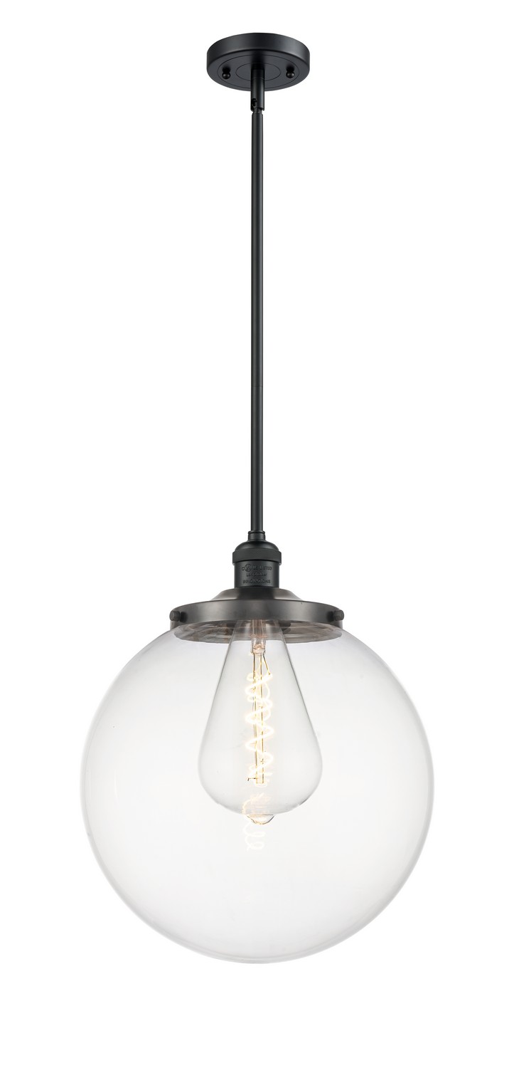 One Light Pendant by Innovations - Franklin Restoration Collection, Matte Black Finish - 201S-BK-G202-14
