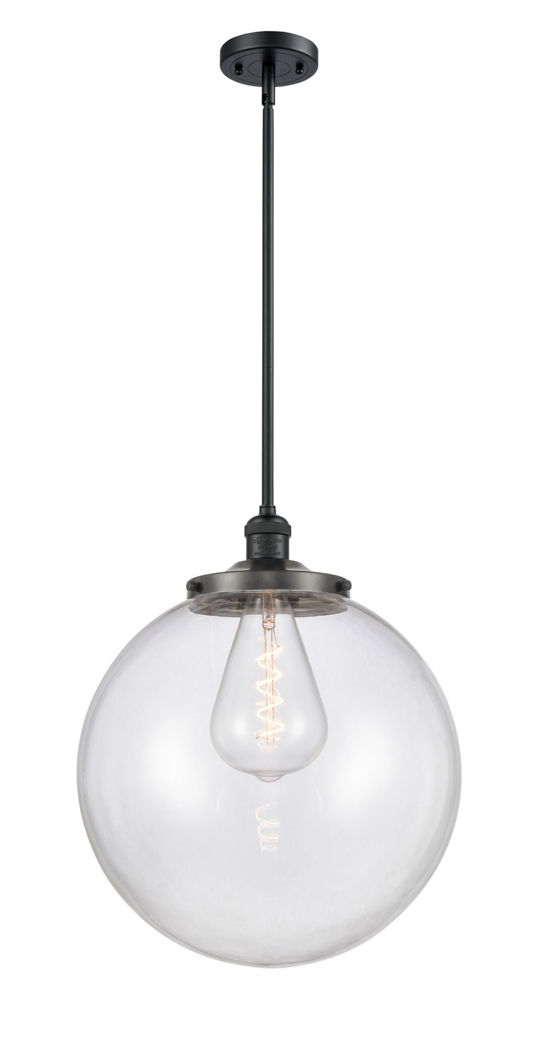 One Light Pendant by Innovations - Franklin Restoration Collection, Matte Black Finish - 201S-BK-G202-16