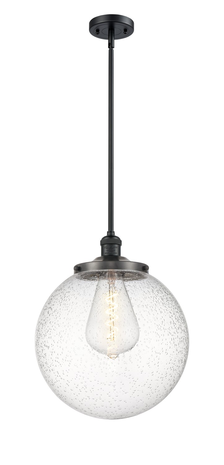 One Light Pendant by Innovations - Franklin Restoration Collection, Matte Black Finish - 201S-BK-G204-14