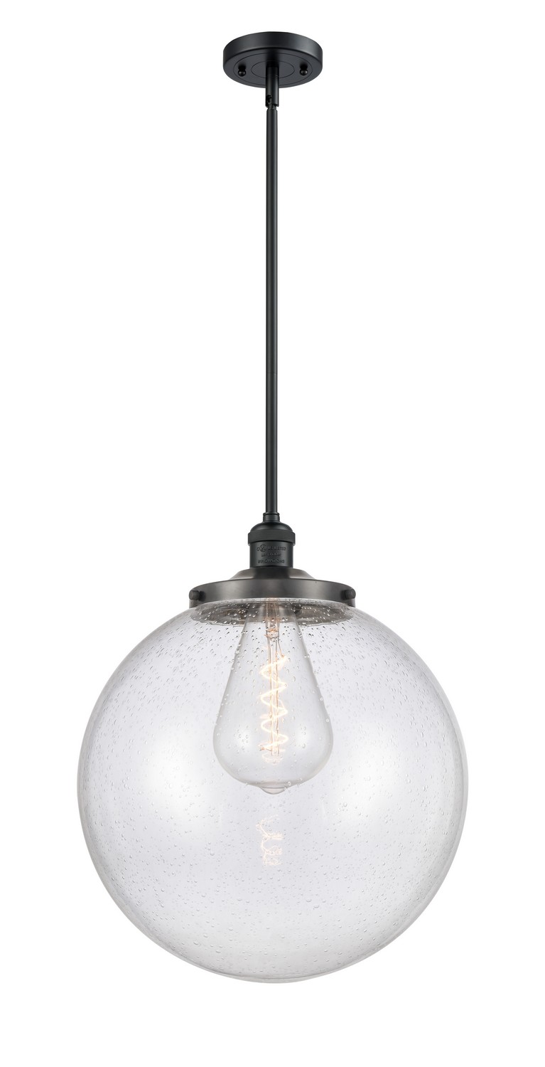 One Light Pendant by Innovations - Franklin Restoration Collection, Matte Black Finish - 201S-BK-G204-16