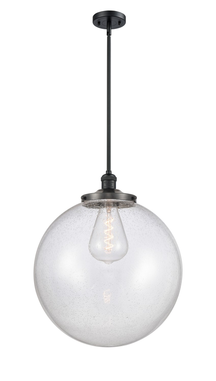 One Light Pendant by Innovations - Franklin Restoration Collection, Matte Black Finish - 201S-BK-G204-18