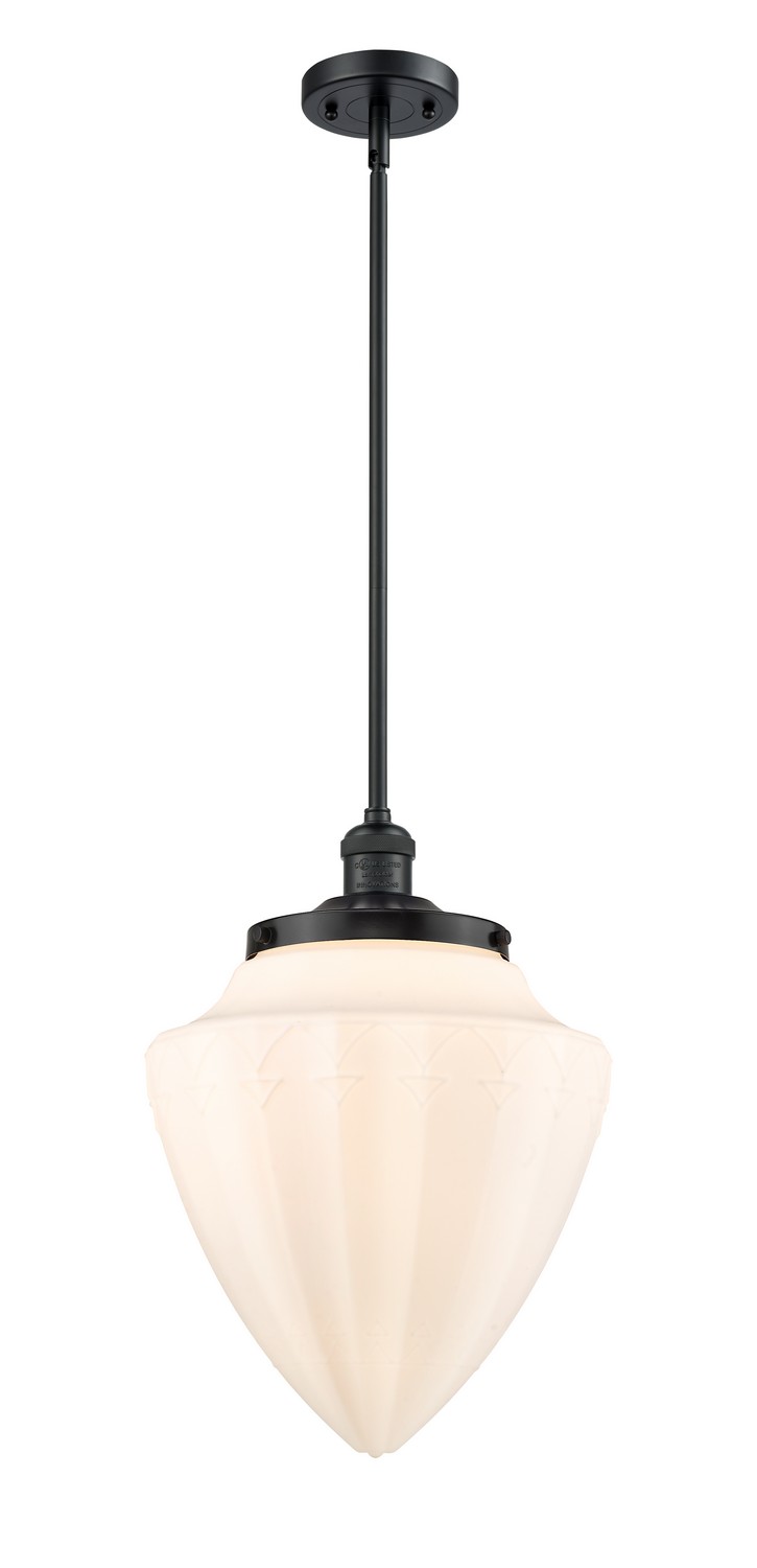 One Light Mini Pendant by Innovations - Franklin Restoration Collection, Matte Black Finish - 201S-BK-G661-12