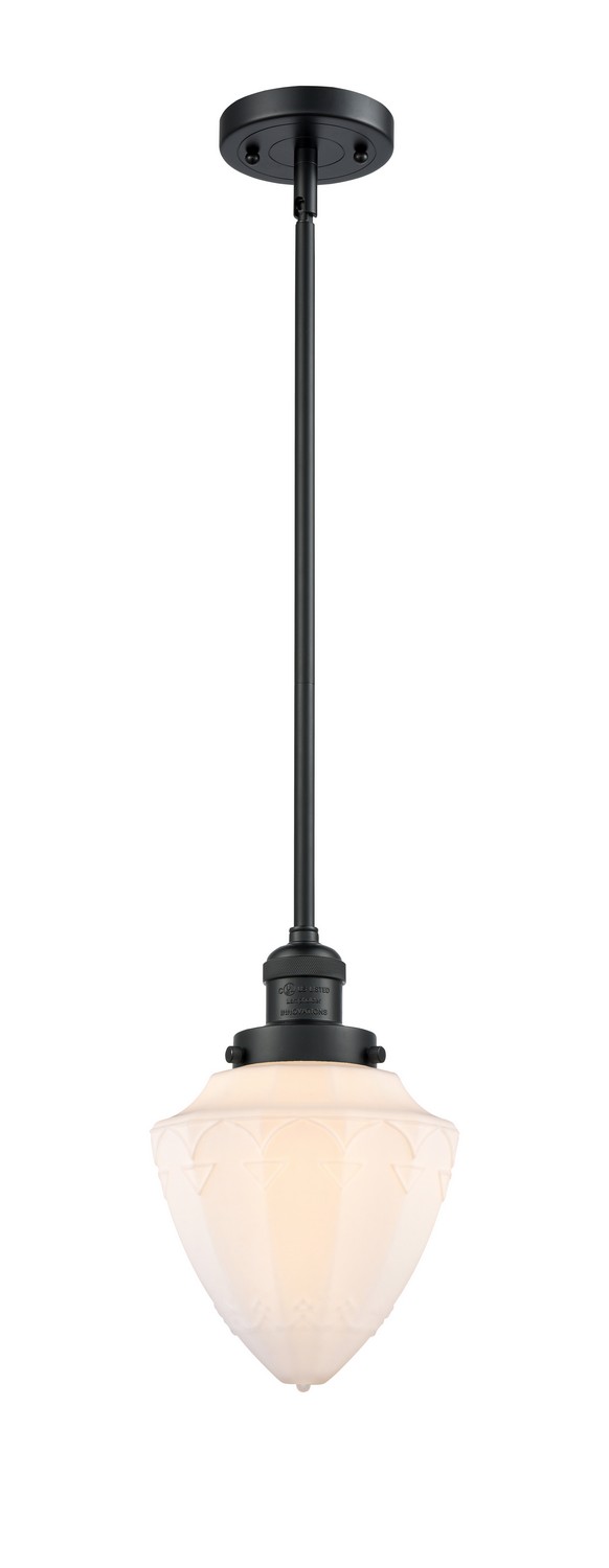 One Light Mini Pendant by Innovations - Franklin Restoration Collection, Matte Black Finish - 201S-BK-G661-7