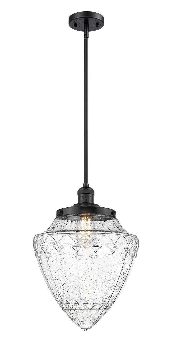 One Light Mini Pendant by Innovations - Franklin Restoration Collection, Matte Black Finish - 201S-BK-G664-12