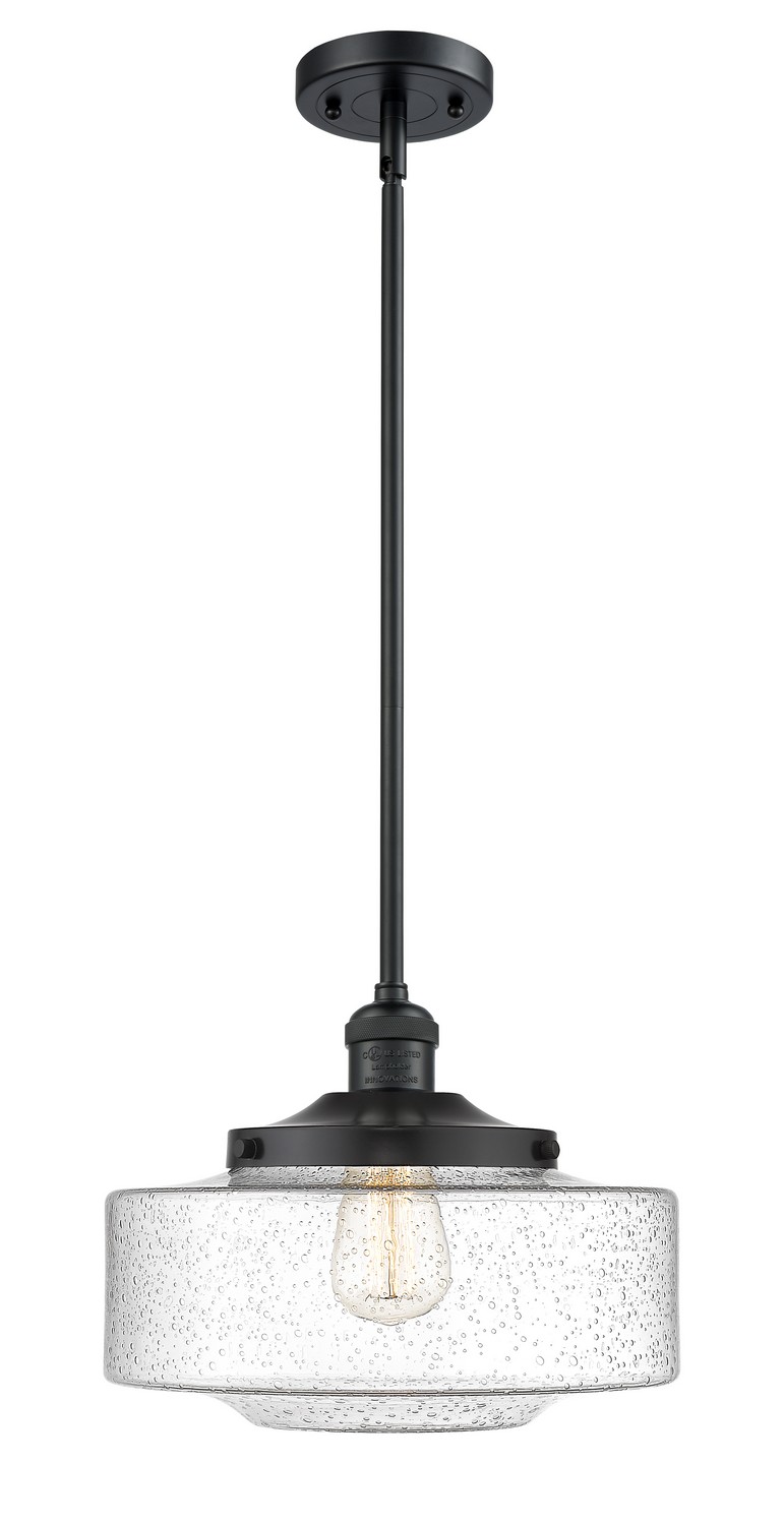 One Light Mini Pendant by Innovations - Franklin Restoration Collection, Matte Black Finish - 201S-BK-G694-12