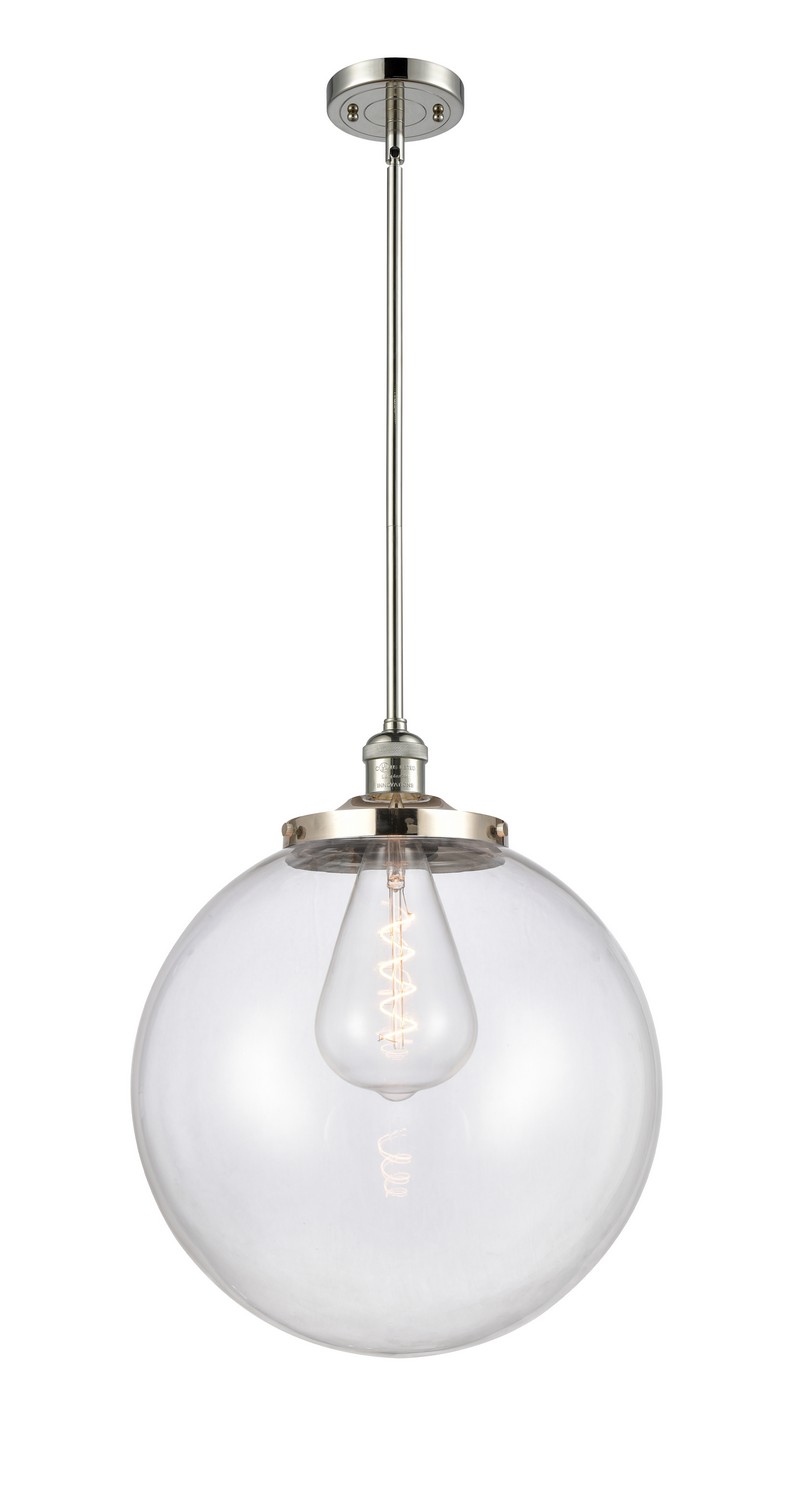 One Light Pendant by Innovations - Franklin Restoration Collection, Polished Nickel Finish - 201S-PN-G202-16