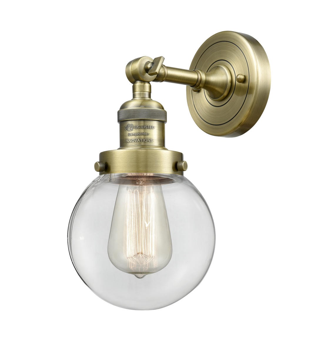 One Light Wall Sconce by Innovations - Franklin Restoration Collection, Antique Brass Finish - 203-AB-G202-6