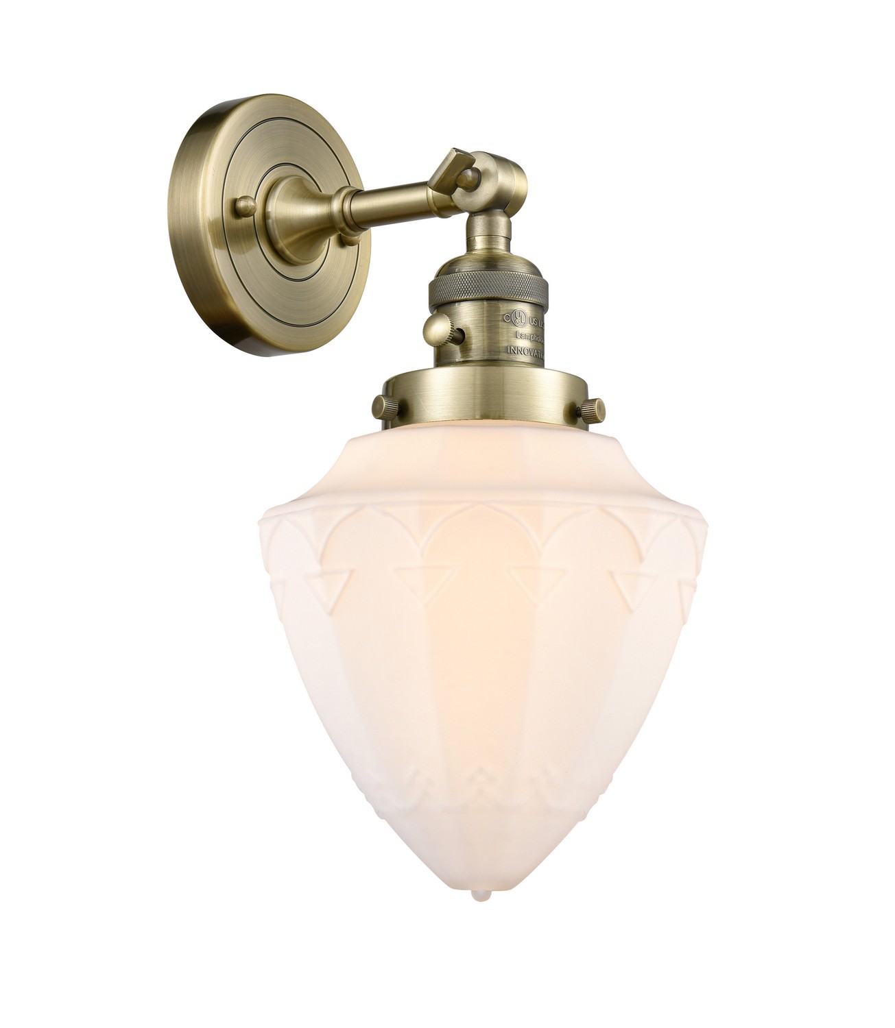 LED Wall Sconce by Innovations - Franklin Restoration Collection, Antique Brass Finish - 203SW-AB-G661-7-LED