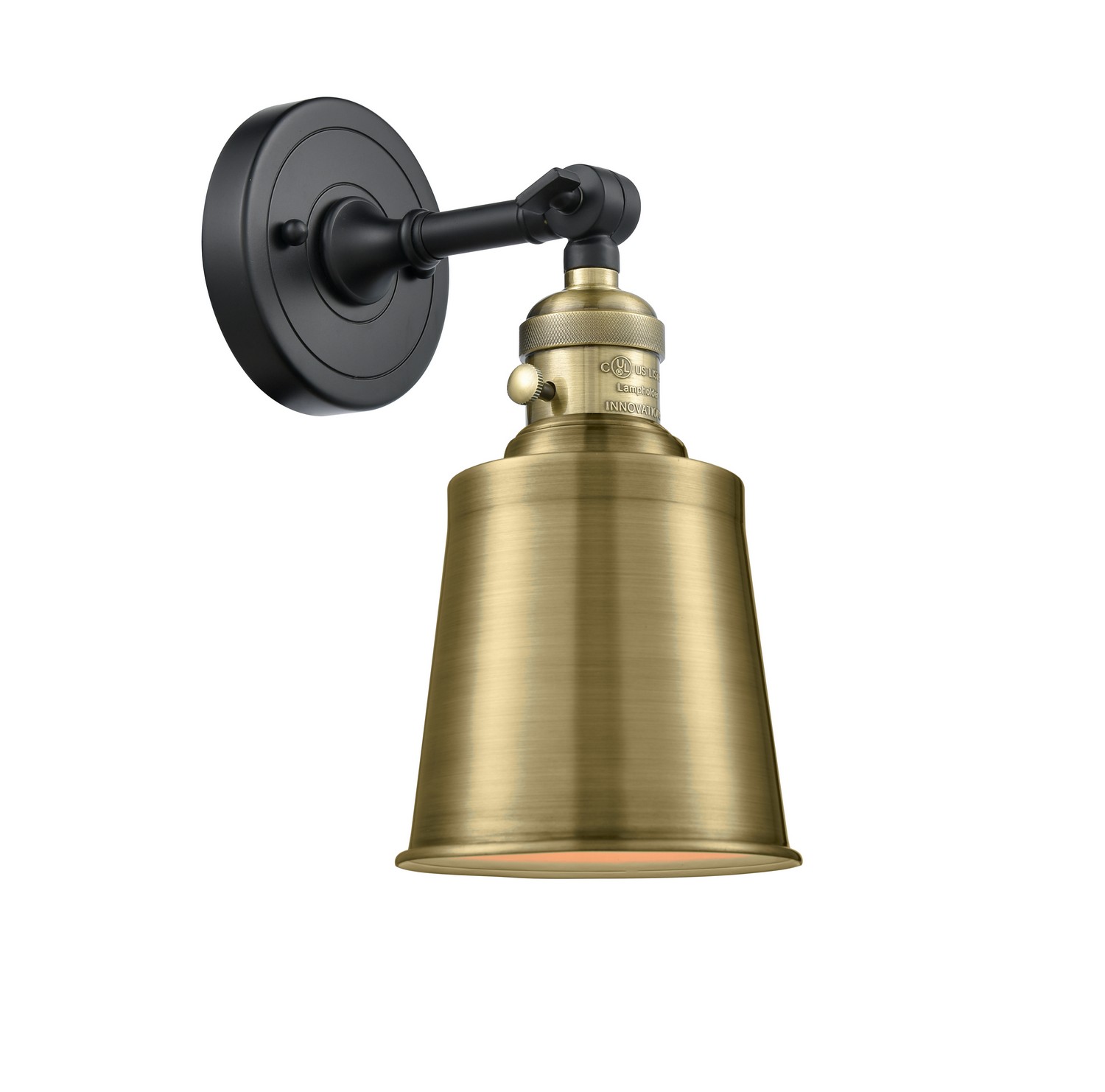 LED Wall Sconce by Innovations - Franklin Restoration Collection, Black Antique Brass Finish - 203SW-BAB-M9-AB-LED