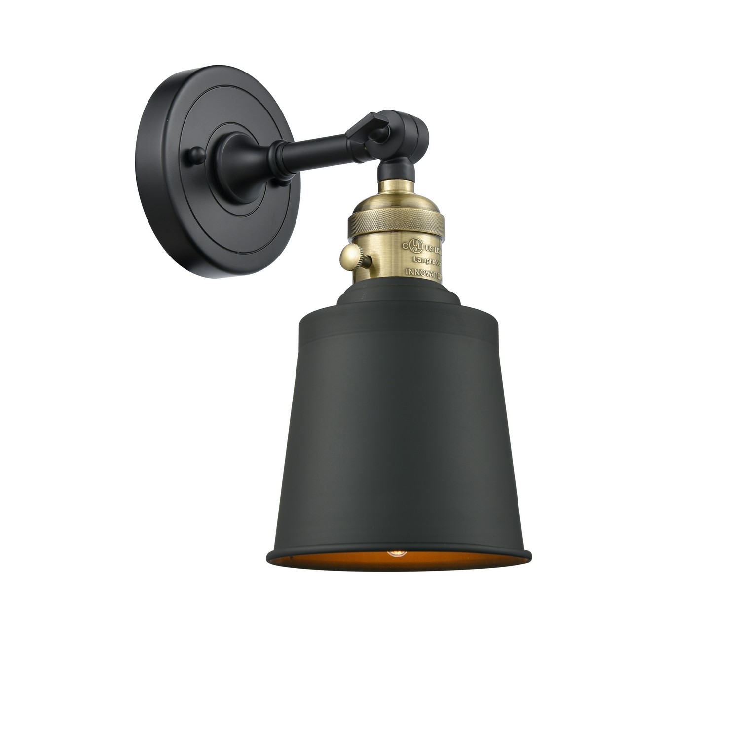 LED Wall Sconce by Innovations - Franklin Restoration Collection, Black Antique Brass Finish - 203SW-BAB-M9-BK-LED