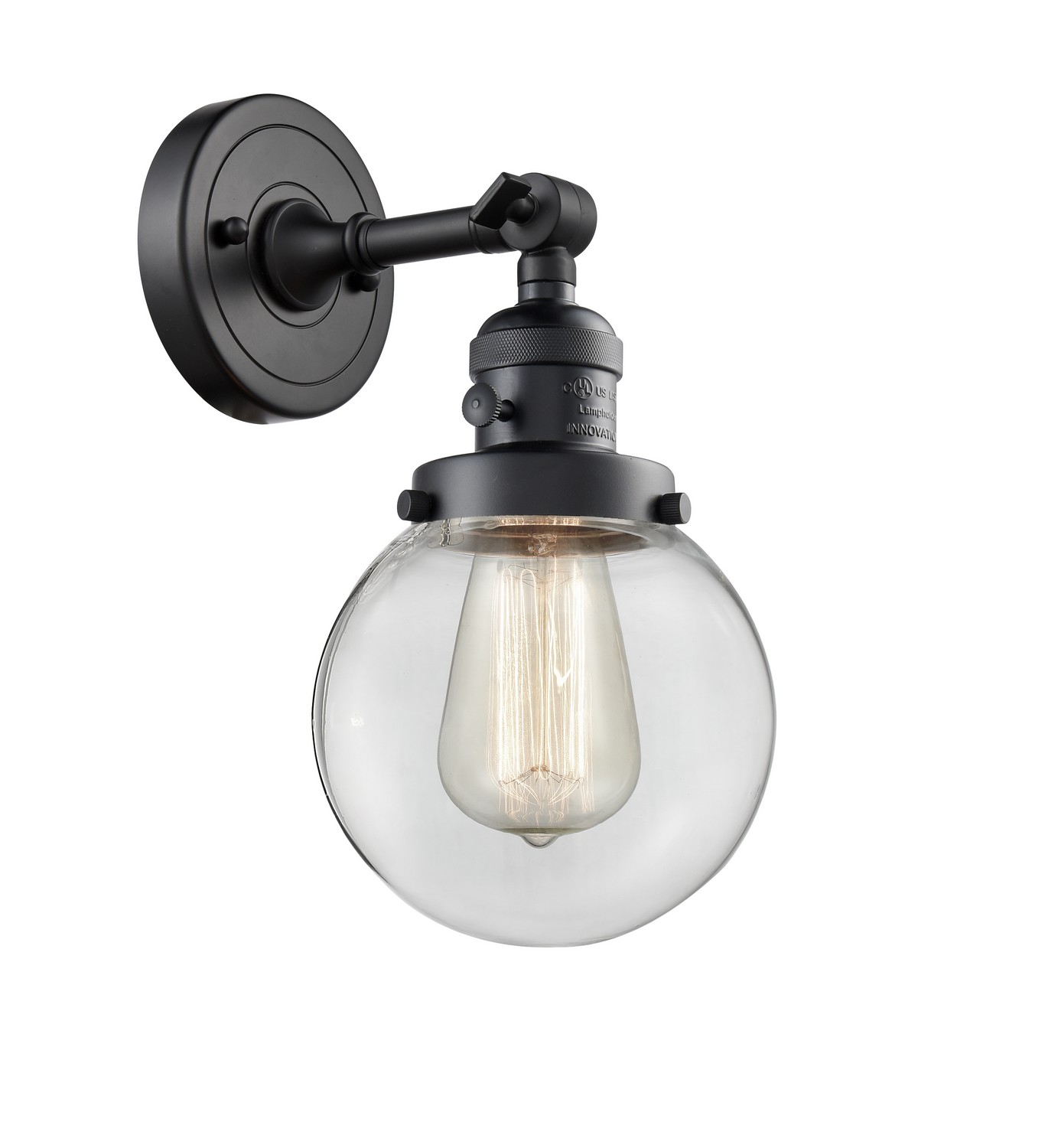 LED Wall Sconce by Innovations - Franklin Restoration Collection, Matte Black Finish - 203SW-BK-G202-6-LED