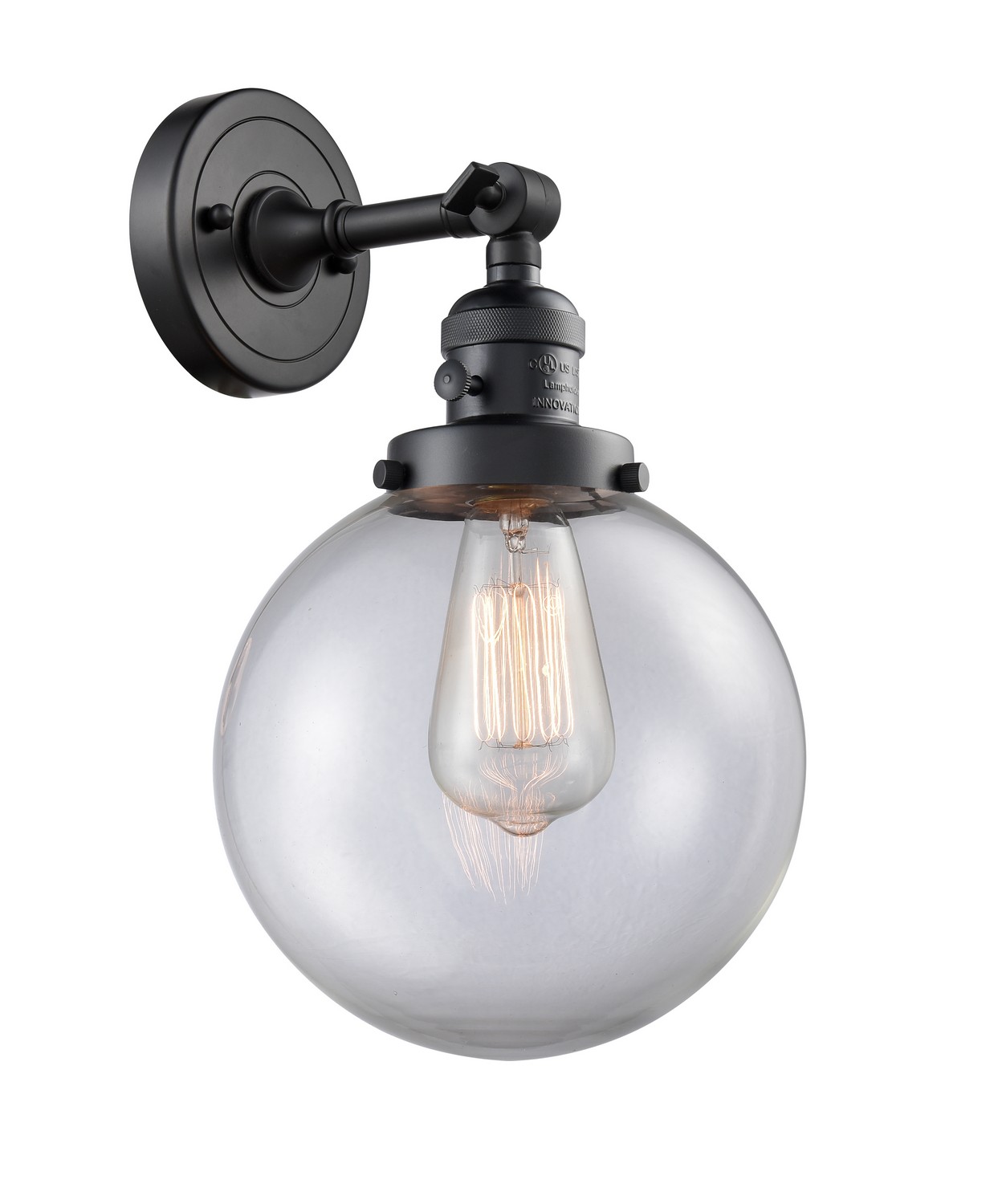 LED Wall Sconce by Innovations - Franklin Restoration Collection, Matte Black Finish - 203SW-BK-G202-8-LED