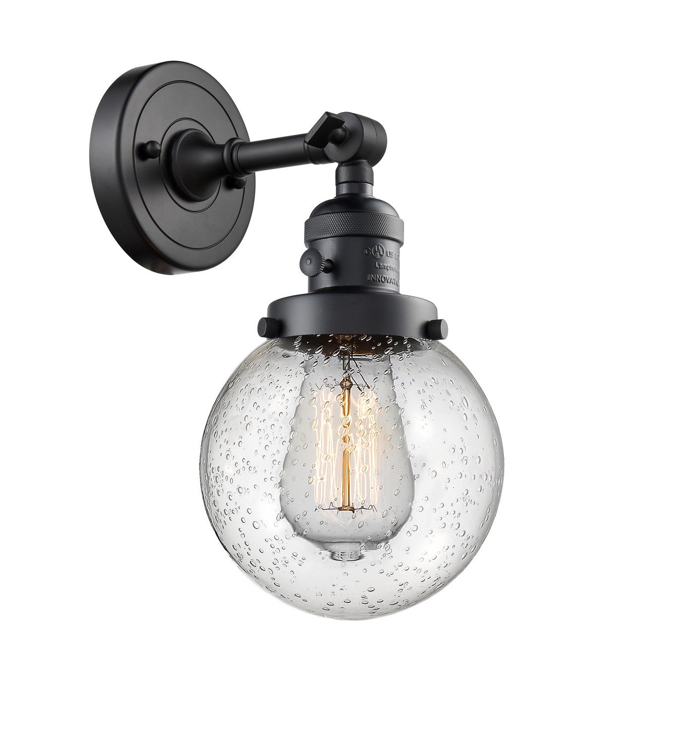 LED Wall Sconce by Innovations - Franklin Restoration Collection, Matte Black Finish - 203SW-BK-G204-6-LED