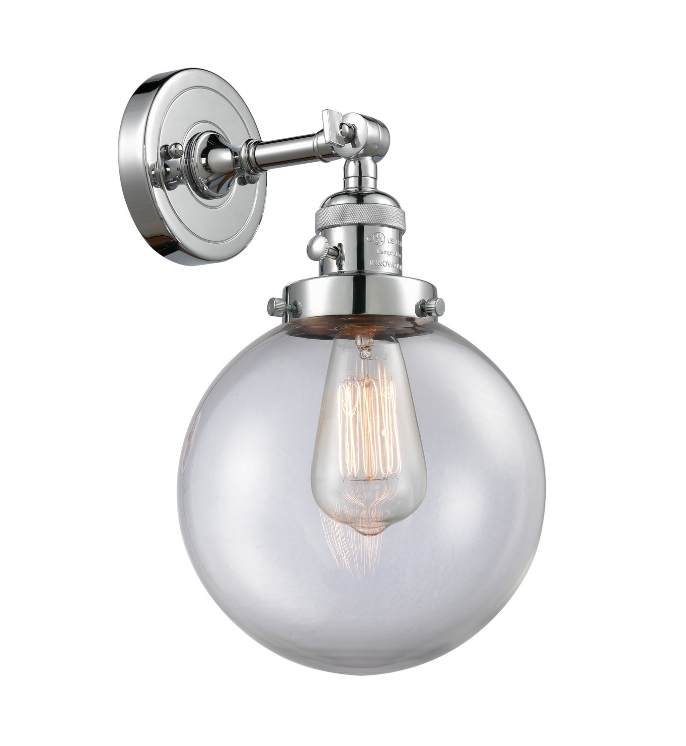 LED Wall Sconce by Innovations - Franklin Restoration Collection, Polished Chrome Finish - 203SW-PC-G202-8-LED
