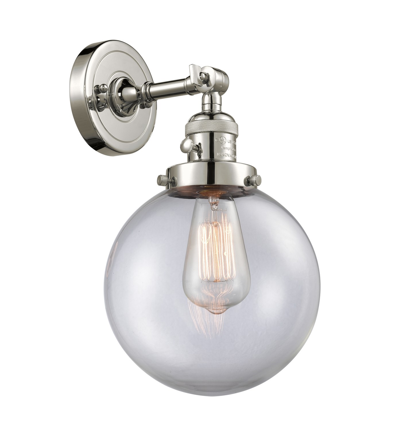 LED Wall Sconce by Innovations - Franklin Restoration Collection, Polished Nickel Finish - 203SW-PN-G202-8-LED
