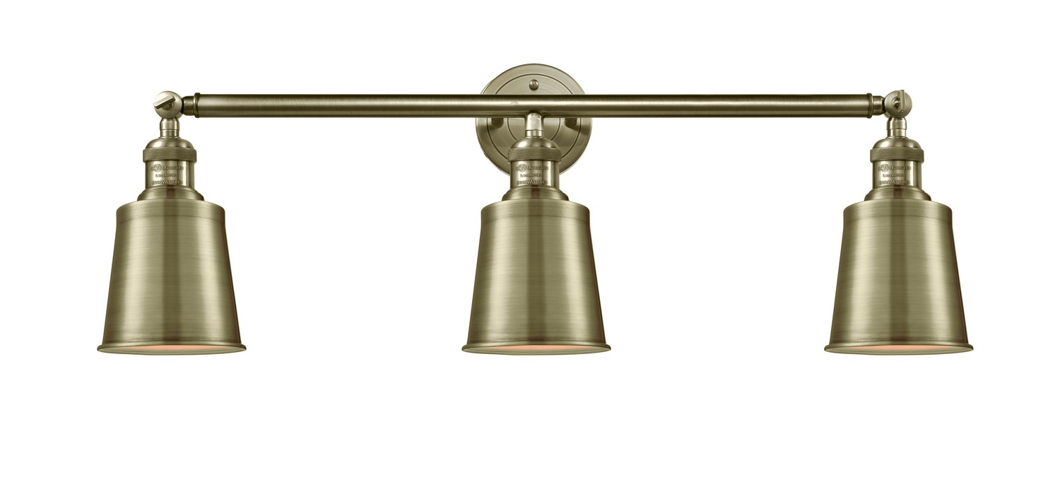 Three Light Bath Vanity by Innovations - Franklin Restoration Collection, Antique Brass Finish - 205-AB-M9-AB