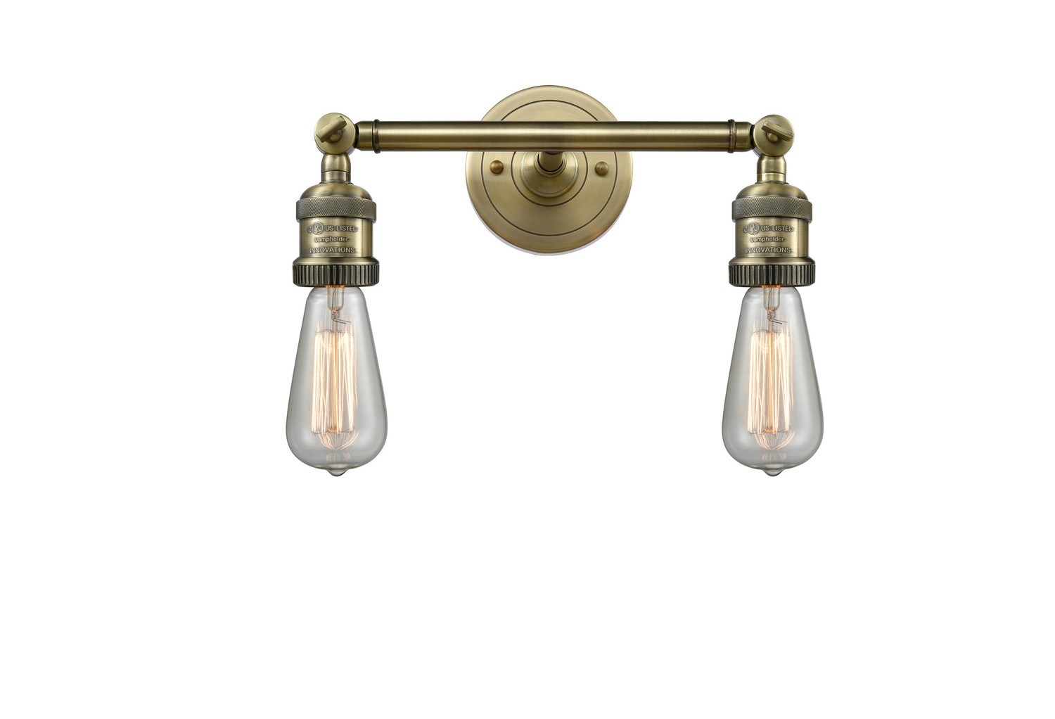 Two Light Bath Vanity by Innovations - Franklin Restoration Collection, Antique Brass Finish - 208-AB