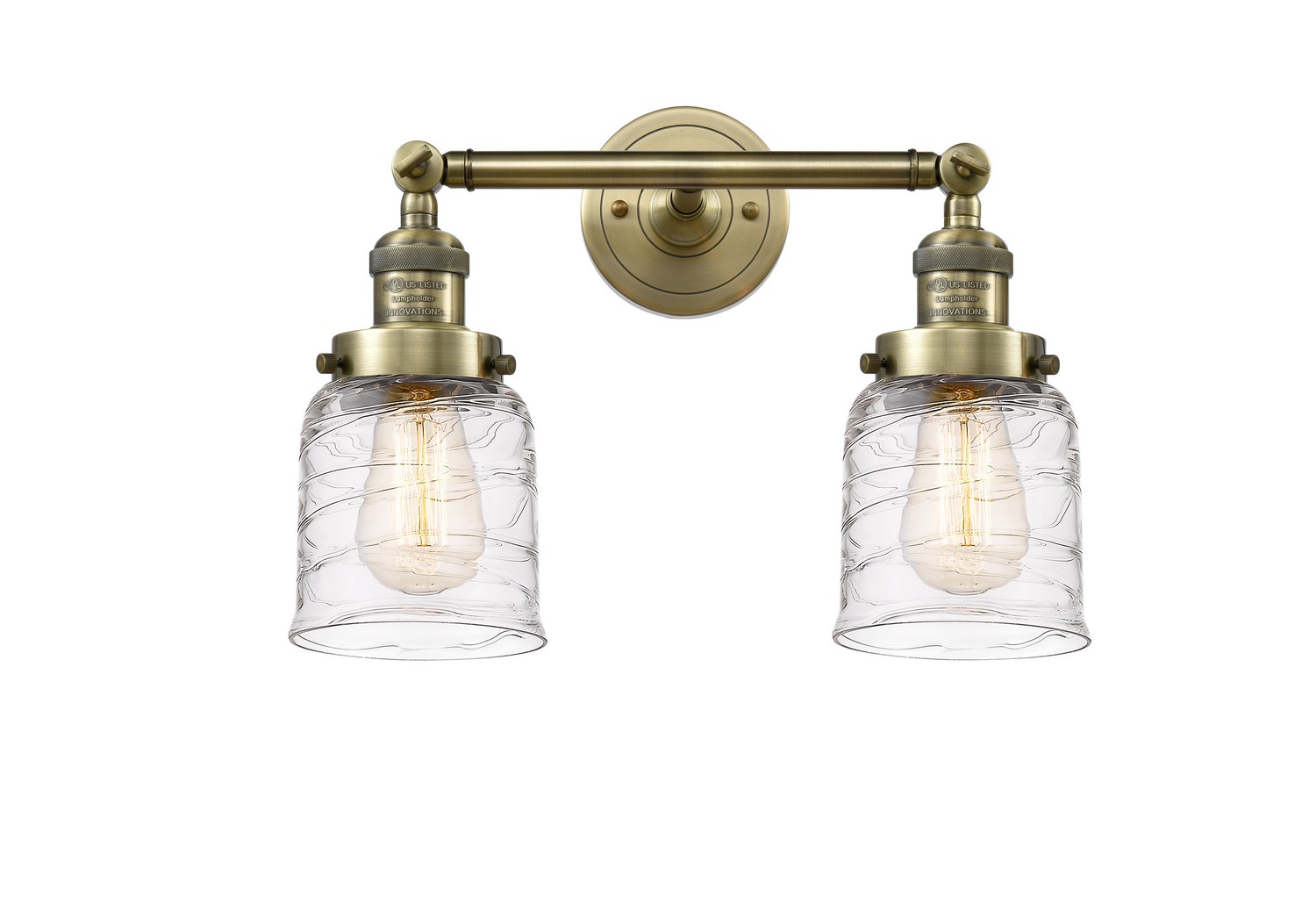 Two Light Bath Vanity by Innovations - Franklin Restoration Collection, Antique Brass Finish - 208-AB-G513