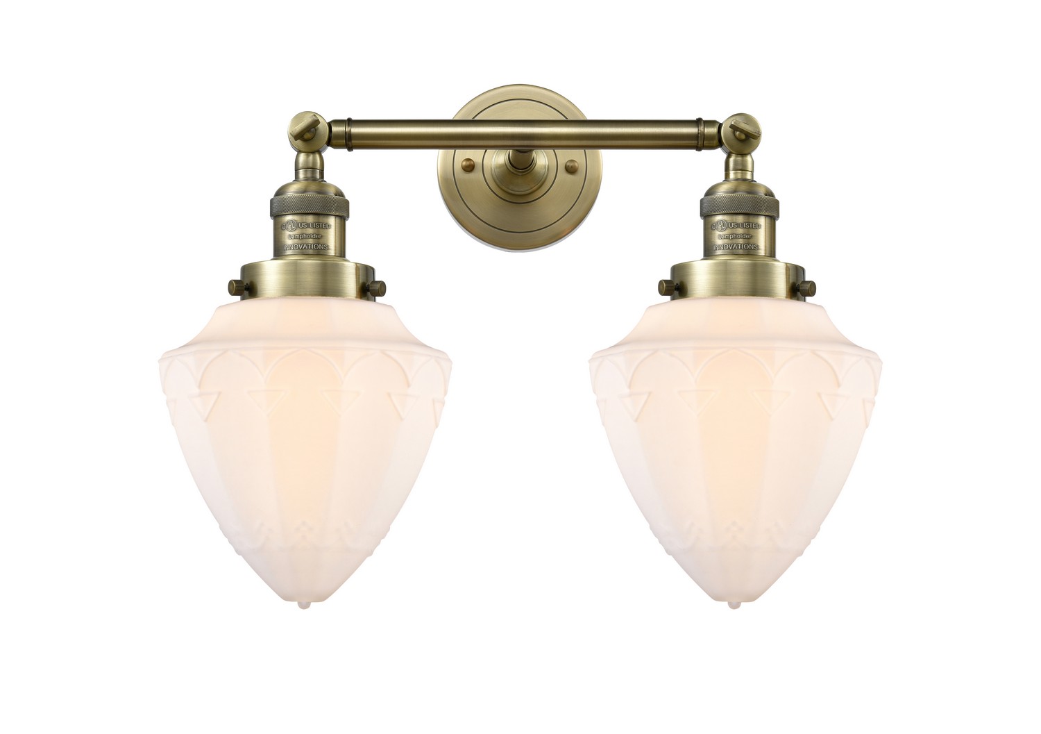 Two Light Bath Vanity by Innovations - Franklin Restoration Collection, Antique Brass Finish - 208-AB-G661-7