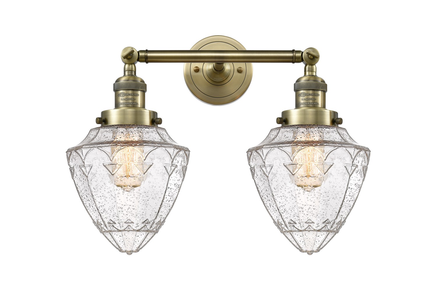 Two Light Bath Vanity by Innovations - Franklin Restoration Collection, Antique Brass Finish - 208-AB-G664-7