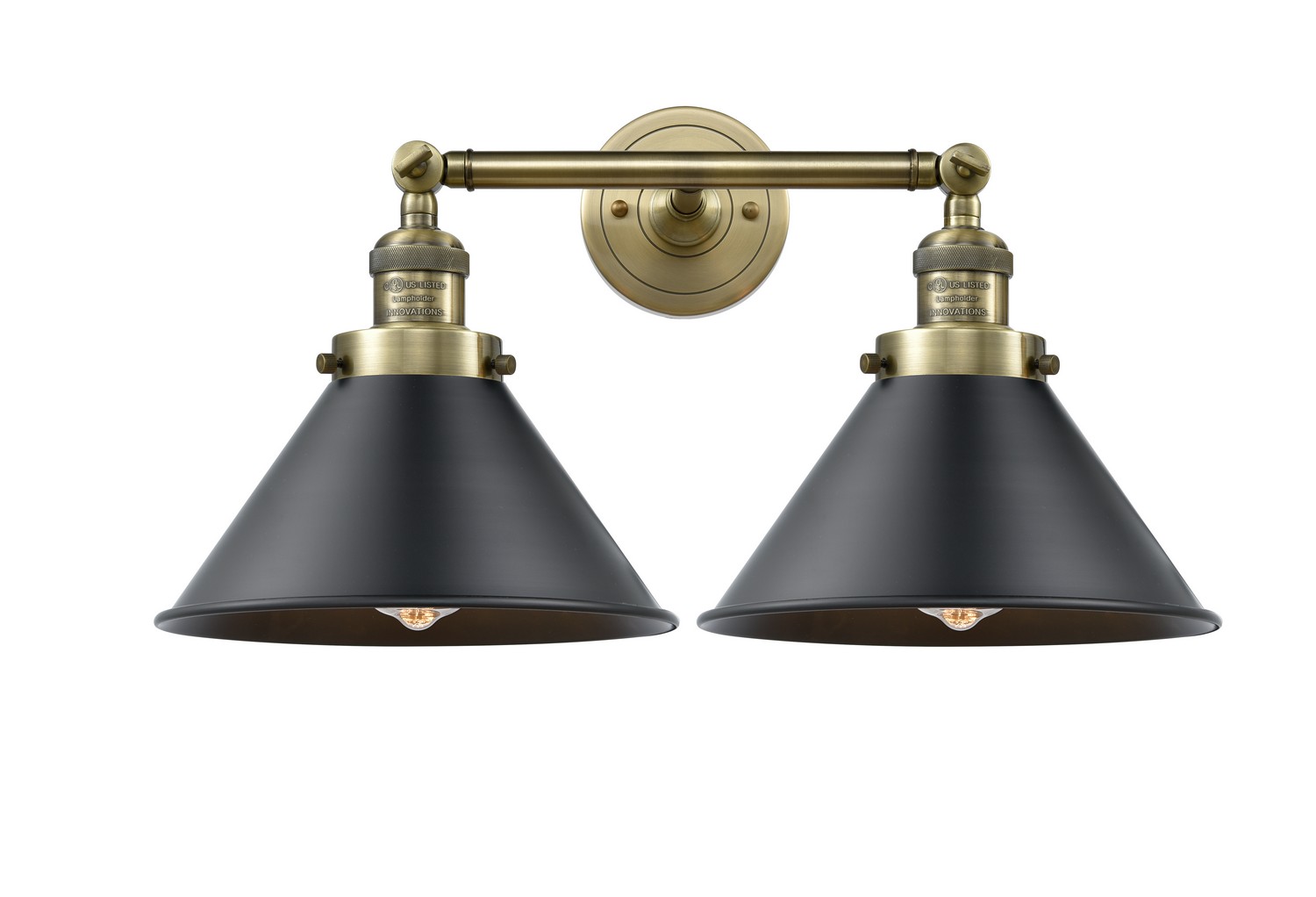 LED Bath Vanity by Innovations - Franklin Restoration Collection, Antique Brass Finish - 208-AB-M10-BK-LED