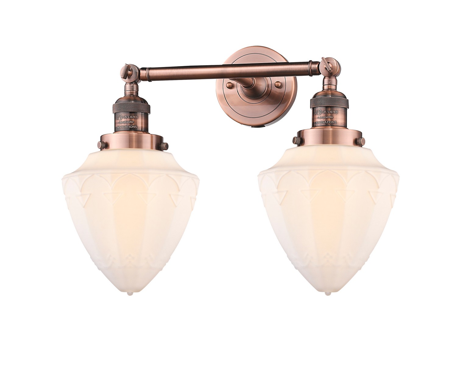 Two Light Bath Vanity by Innovations - Franklin Restoration Collection, Antique Copper Finish - 208-AC-G661-7