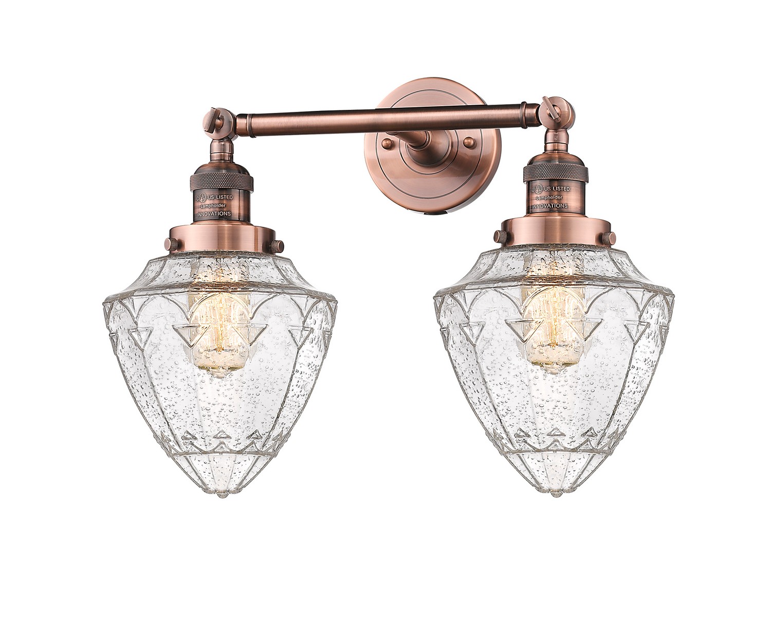 Two Light Bath Vanity by Innovations - Franklin Restoration Collection, Antique Copper Finish - 208-AC-G664-7