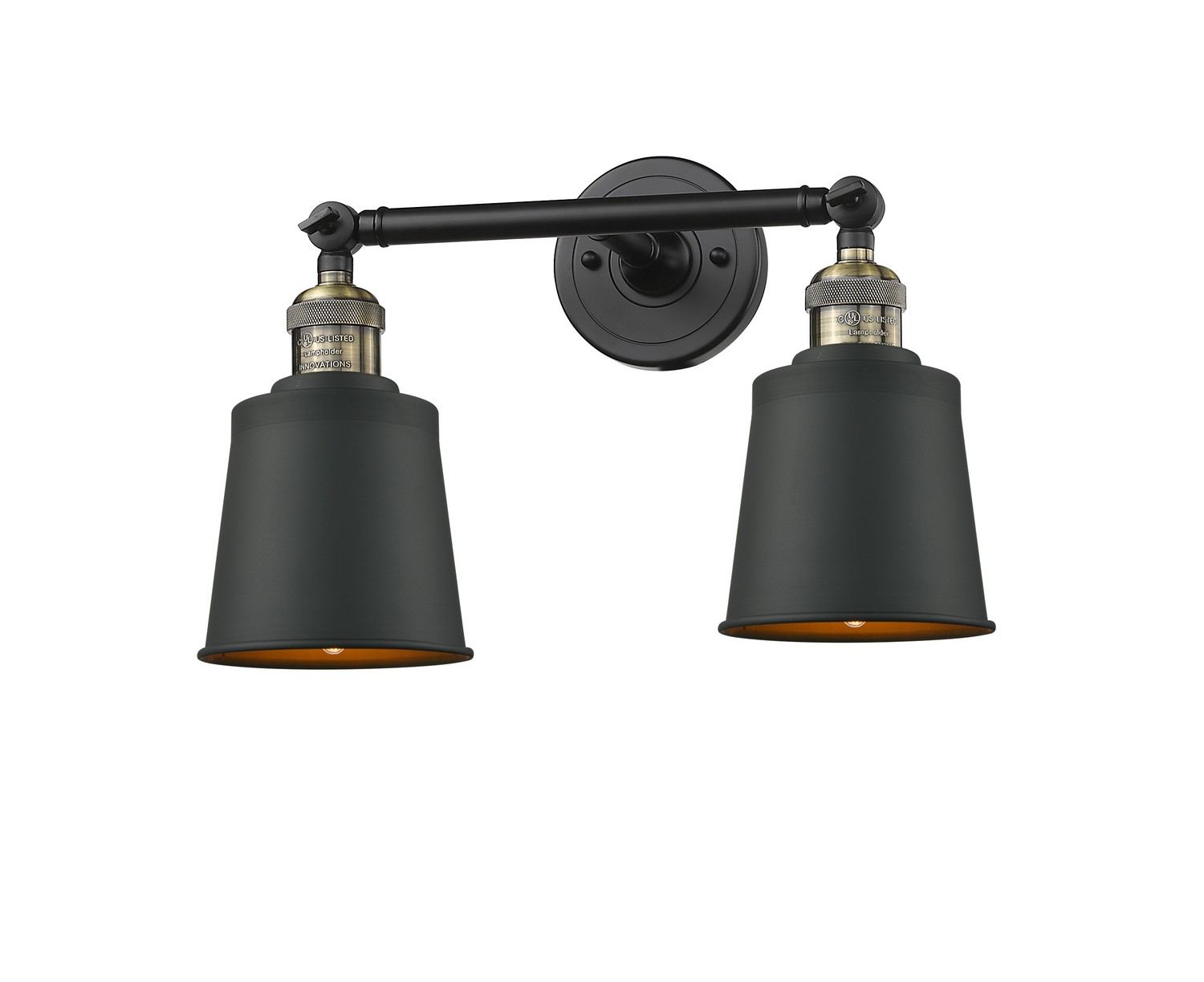 Two Light Bath Vanity by Innovations - Franklin Restoration Collection, Black Antique Brass Finish - 208-BAB-M9-AB