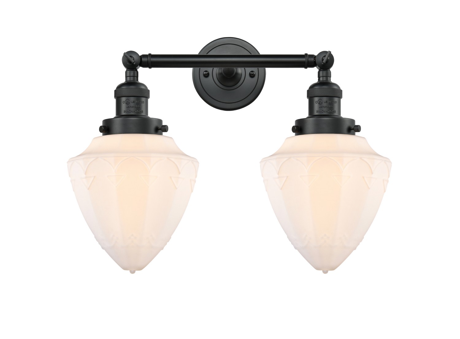 Two Light Bath Vanity by Innovations - Franklin Restoration Collection, Matte Black Finish - 208-BK-G661-7