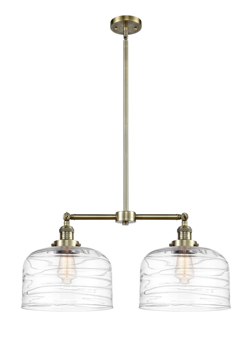 Two Light Island Pendant by Innovations - Franklin Restoration Collection, Antique Brass Finish - 209-AB-G713-L