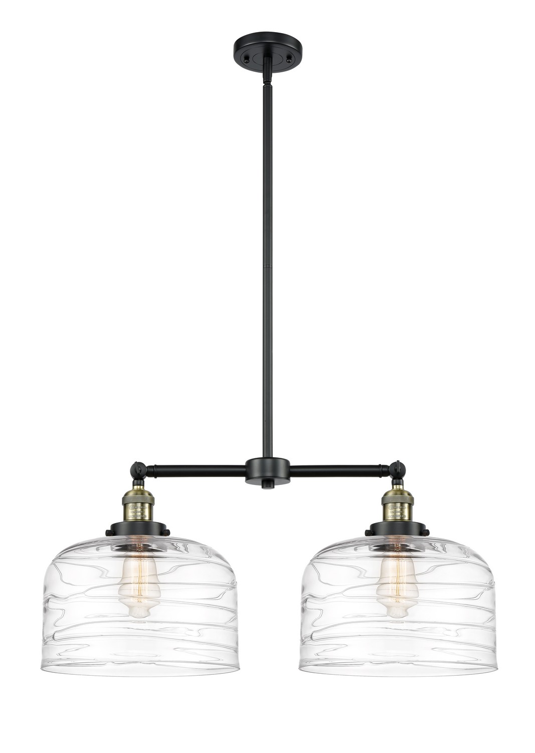 Two Light Island Pendant by Innovations - Franklin Restoration Collection, Black Antique Brass Finish - 209-BAB-G713-L