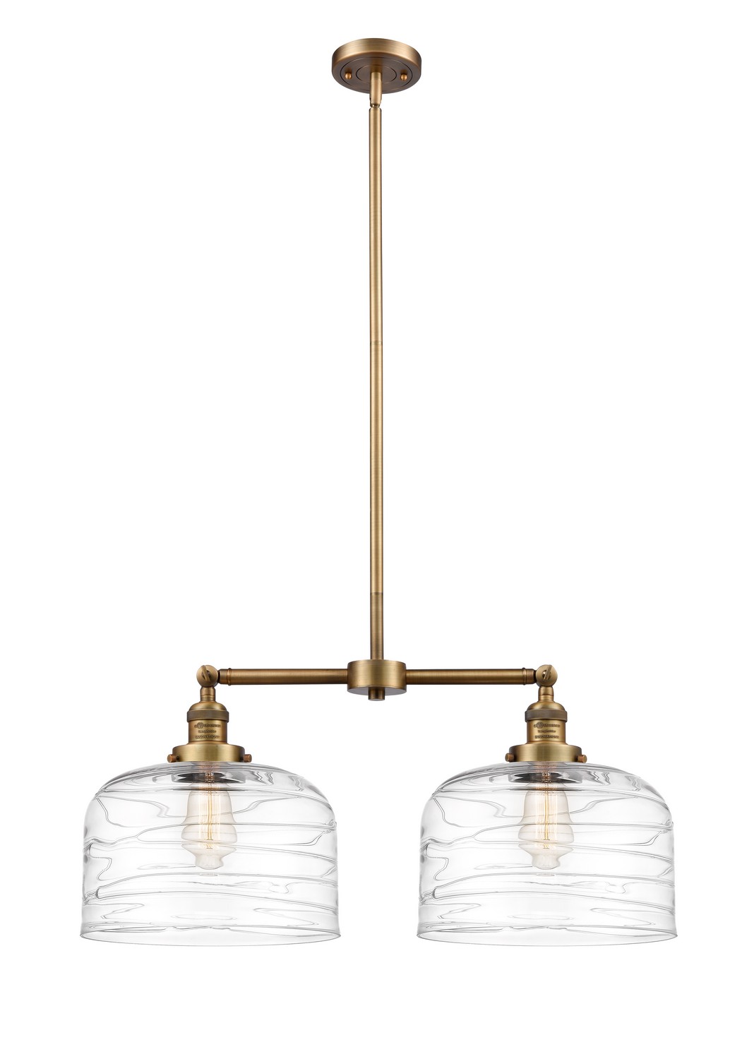 Two Light Island Pendant by Innovations - Franklin Restoration Collection, Brushed Brass Finish - 209-BB-G713-L
