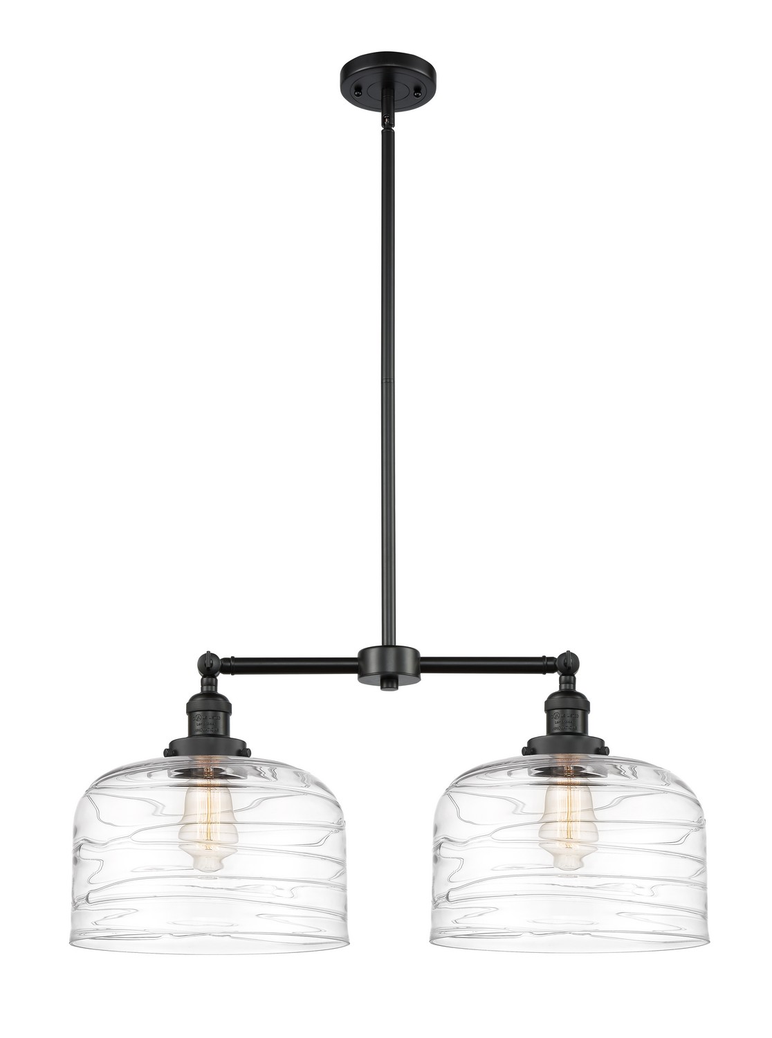 Two Light Island Pendant by Innovations - Franklin Restoration Collection, Matte Black Finish - 209-BK-G713-L
