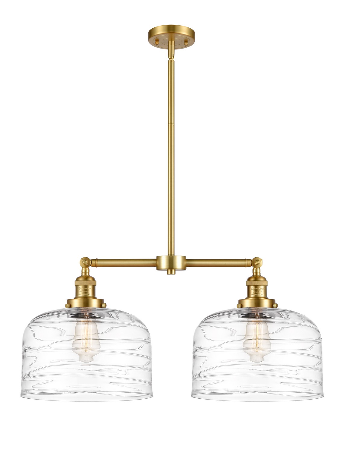 Two Light Island Pendant by Innovations - Franklin Restoration Collection, Satin Gold Finish - 209-SG-G713-L