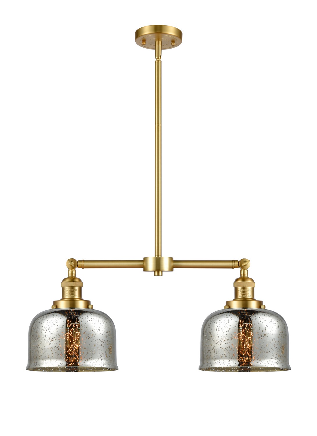 Two Light Island Pendant by Innovations - Franklin Restoration Collection, Satin Gold Finish - 209-SG-G78