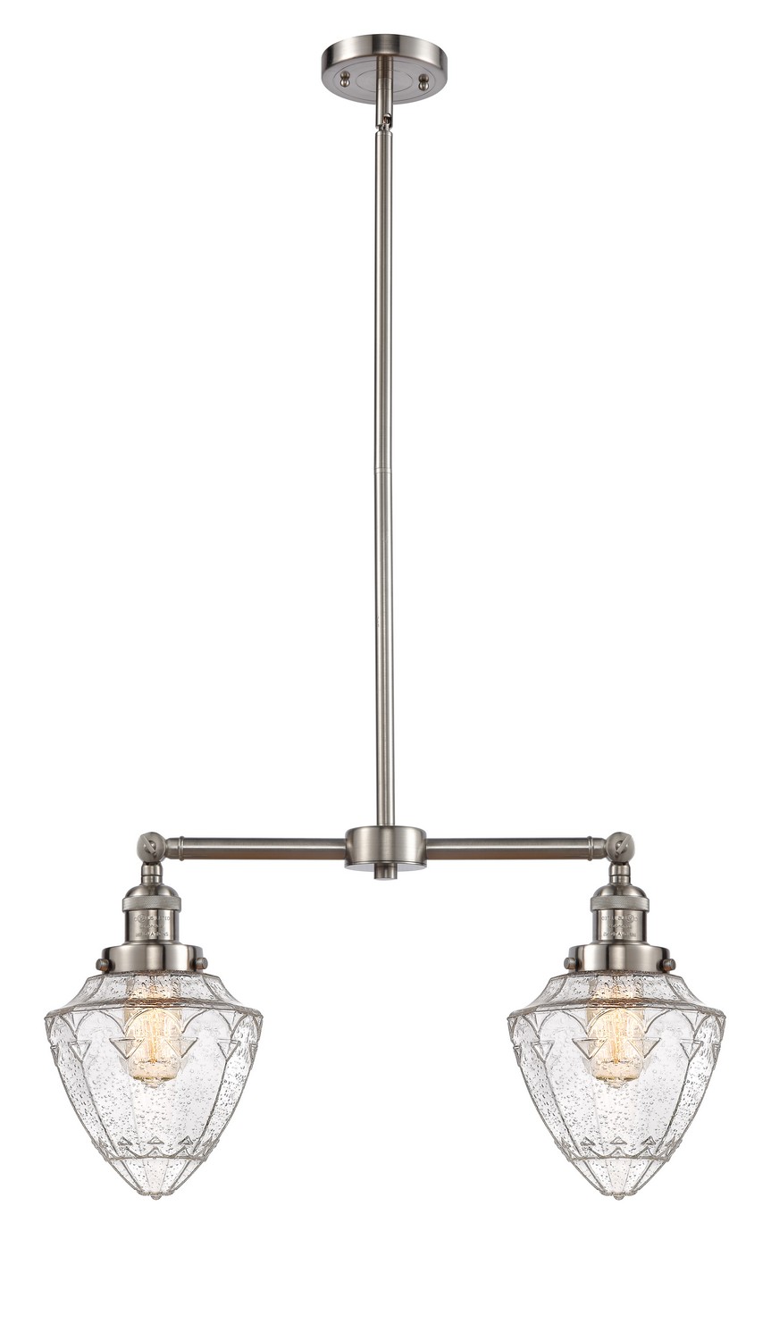 Two Light Island Pendant by Innovations - Franklin Restoration Collection, Brushed Satin Nickel Finish - 209-SN-G664-7