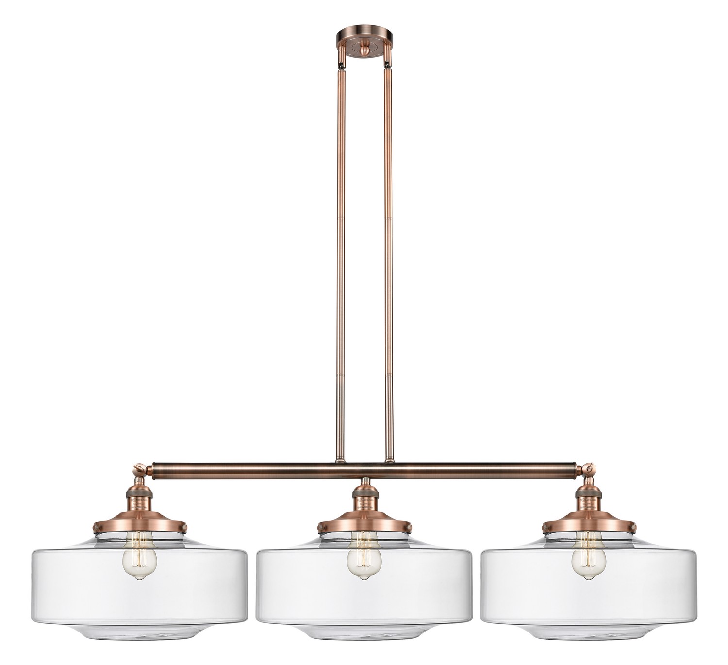 Three Light Island Pendant by Innovations - Franklin Restoration Collection, Antique Copper Finish - 213-AC-G692-16