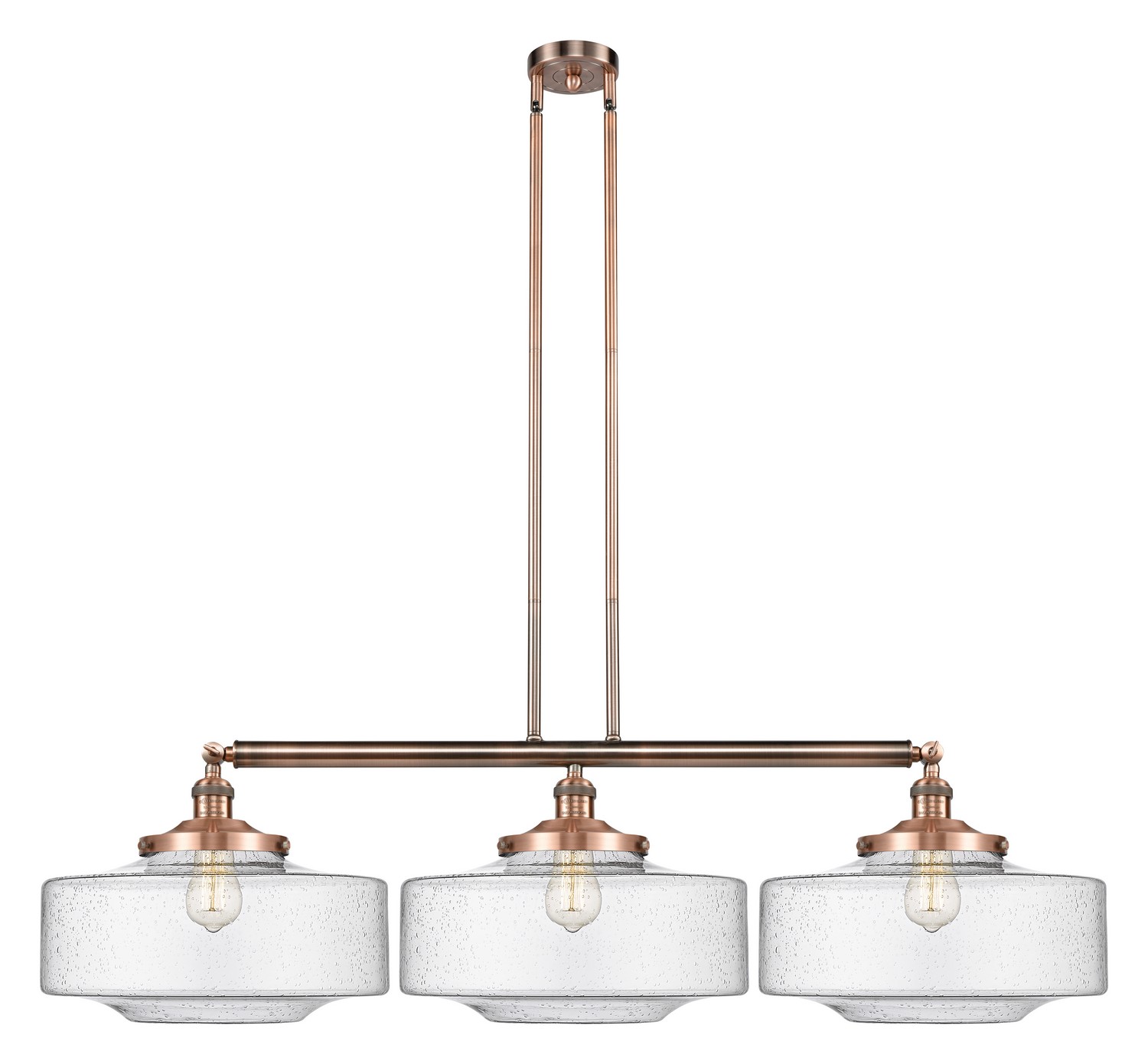 Three Light Island Pendant by Innovations - Franklin Restoration Collection, Antique Copper Finish - 213-AC-G694-16