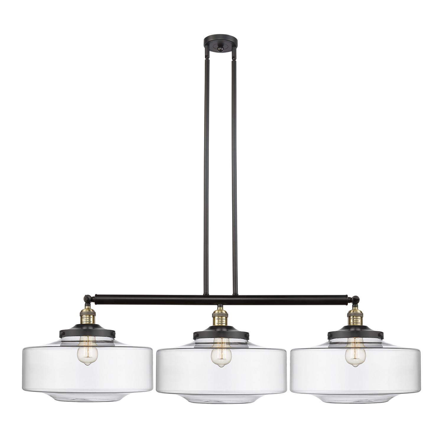 Three Light Island Pendant by Innovations - Franklin Restoration Collection, Black Antique Brass Finish - 213-BAB-G692-16