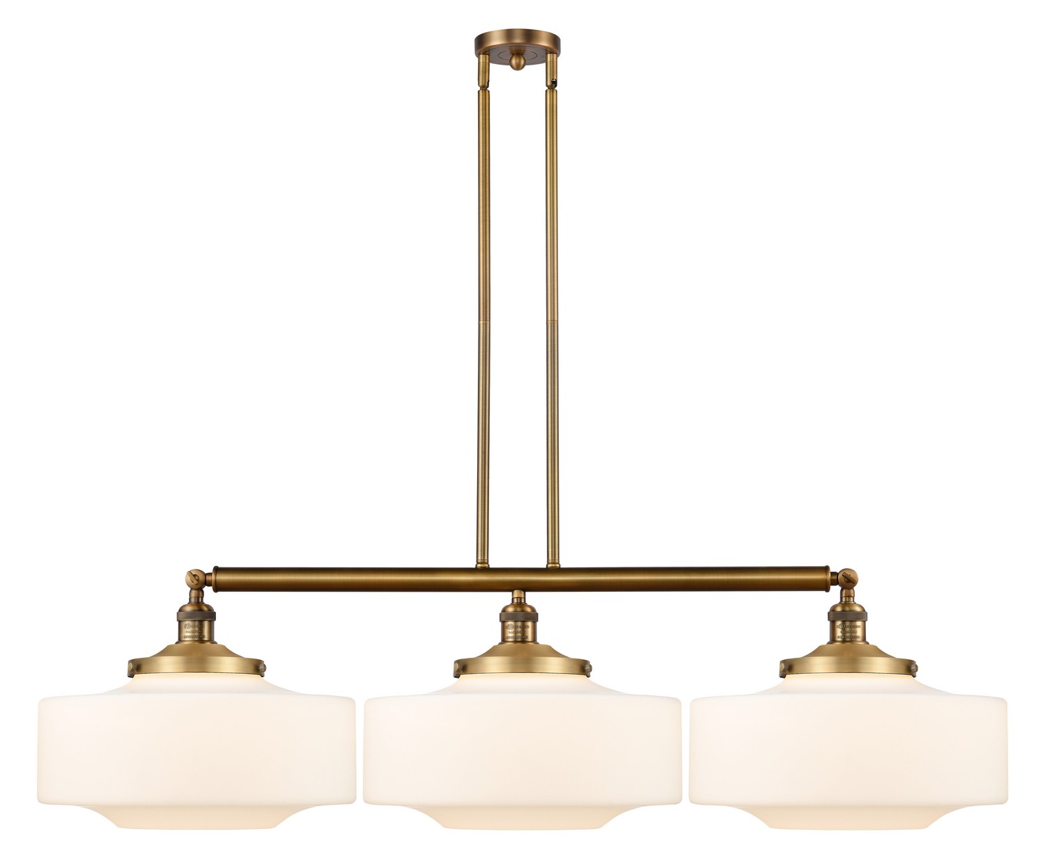 Three Light Island Pendant by Innovations - Franklin Restoration Collection, Brushed Brass Finish - 213-BB-G691-16