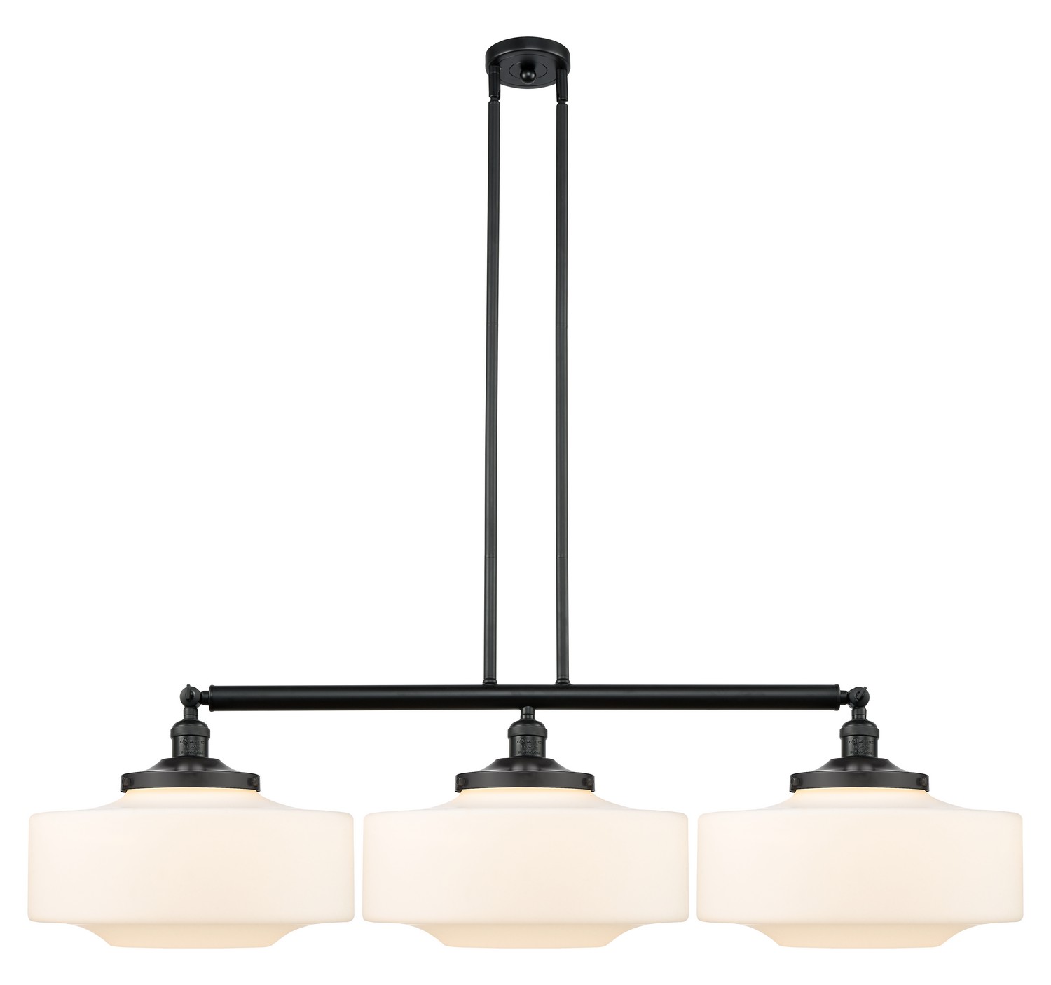 Three Light Island Pendant by Innovations - Franklin Restoration Collection, Matte Black Finish - 213-BK-G691-16