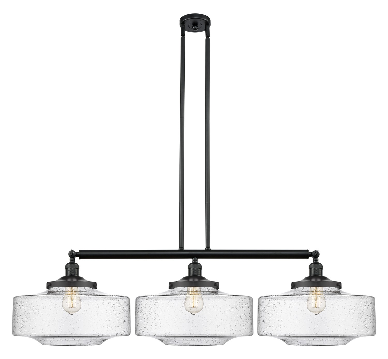 Three Light Island Pendant by Innovations - Franklin Restoration Collection, Matte Black Finish - 213-BK-G694-16