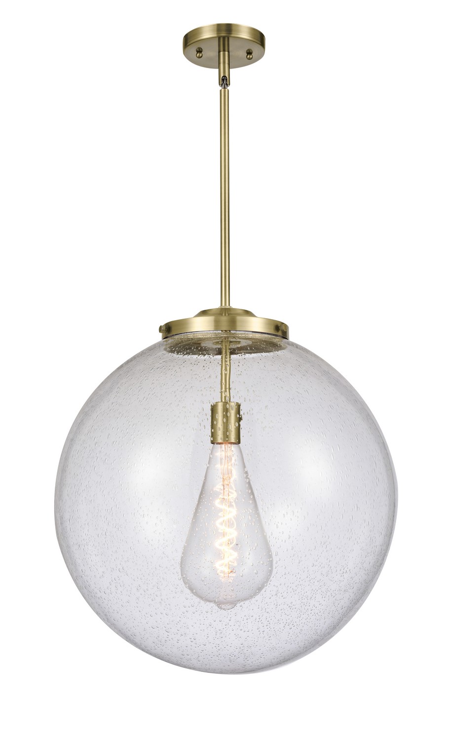 LED Pendant by Innovations - Essex Collection, Antique Brass Finish - 221-1S-AB-G204-18-LED