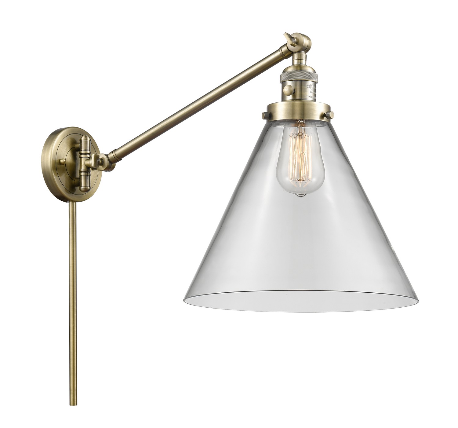 LED Swing Arm by Innovations - Franklin Restoration Collection, Antique Brass Finish - 237-AB-G42-L-LED