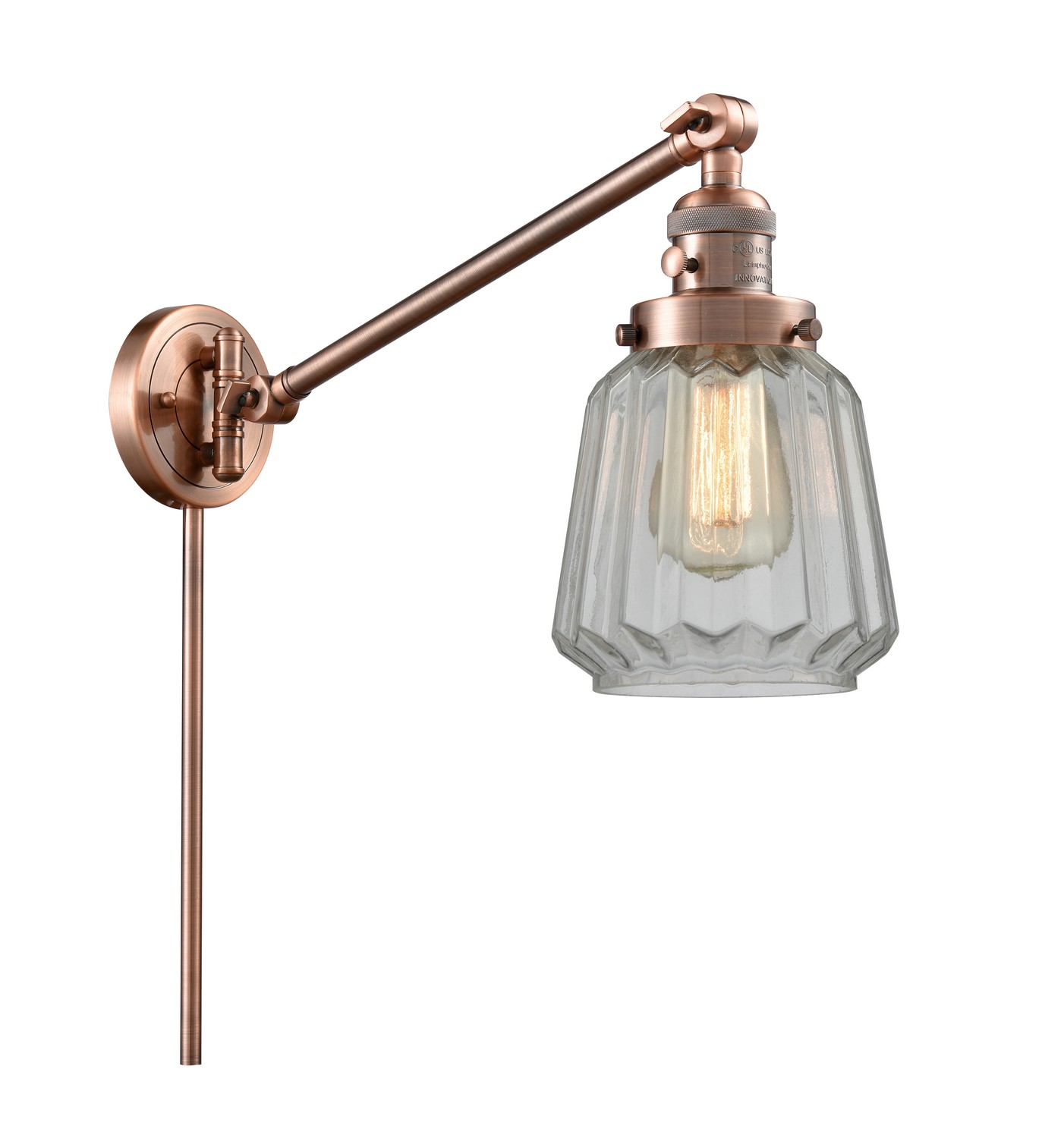 LED Swing Arm by Innovations - Franklin Restoration Collection, Antique Copper Finish - 237-AC-G142-LED