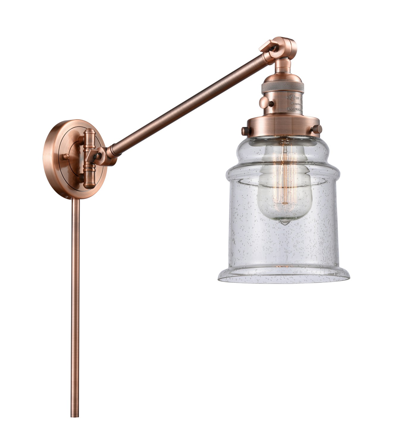 LED Swing Arm by Innovations - Franklin Restoration Collection, Antique Copper Finish - 237-AC-G184-LED