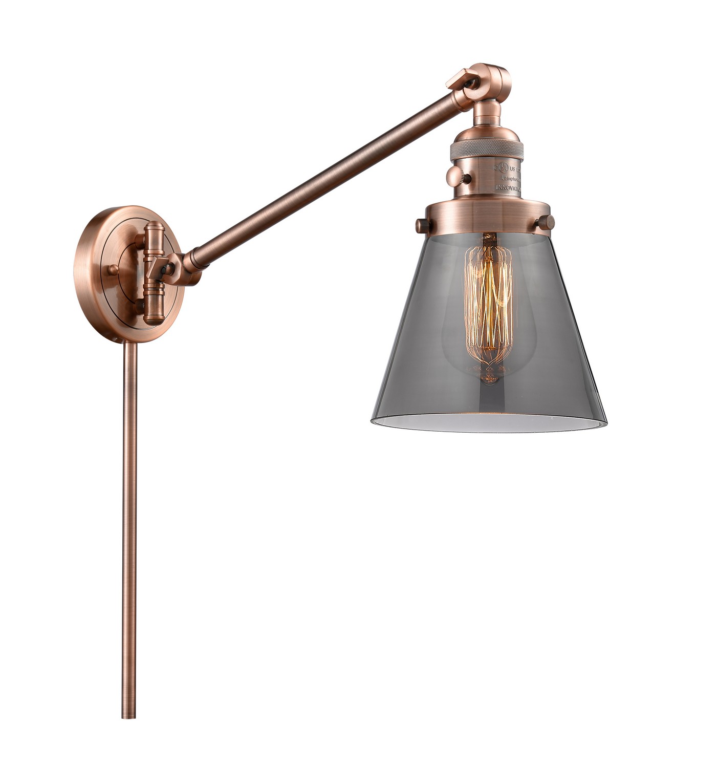 LED Swing Arm by Innovations - Franklin Restoration Collection, Antique Copper Finish - 237-AC-G63-LED