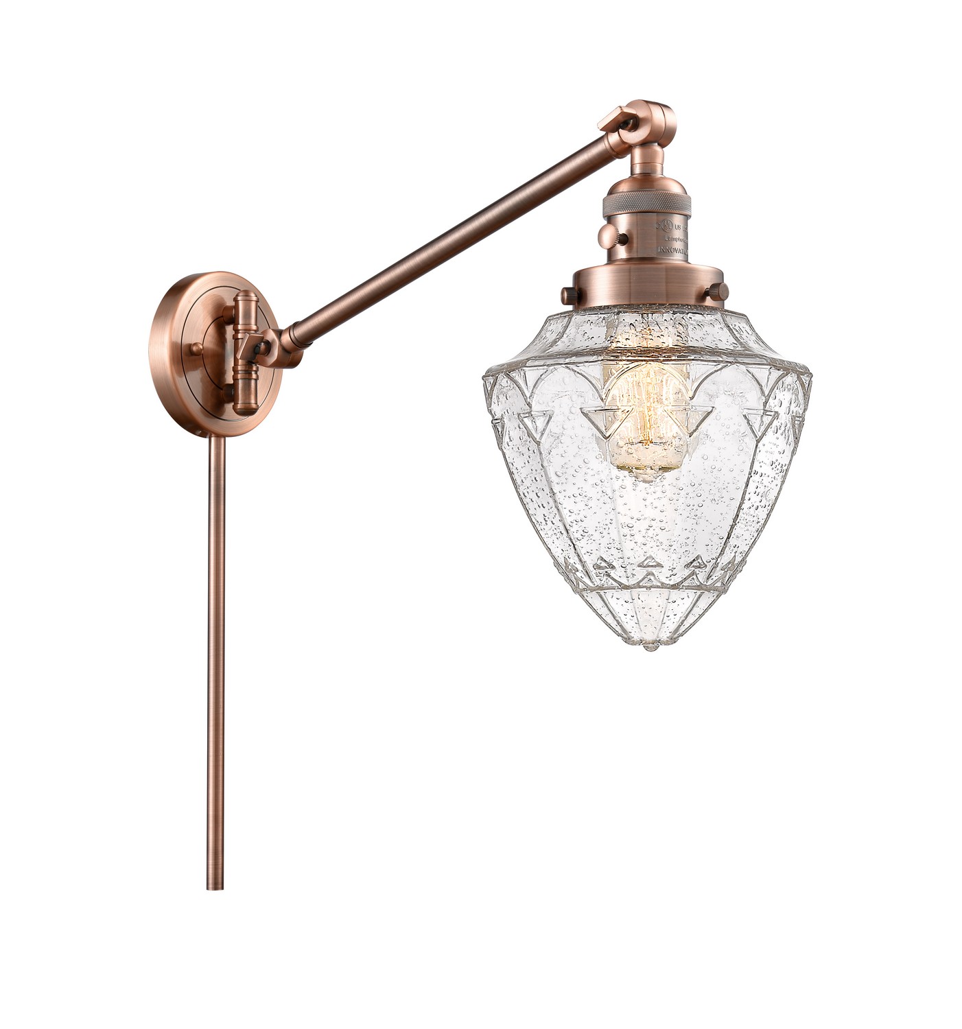 LED Swing Arm by Innovations - Franklin Restoration Collection, Antique Copper Finish - 237-AC-G664-7-LED