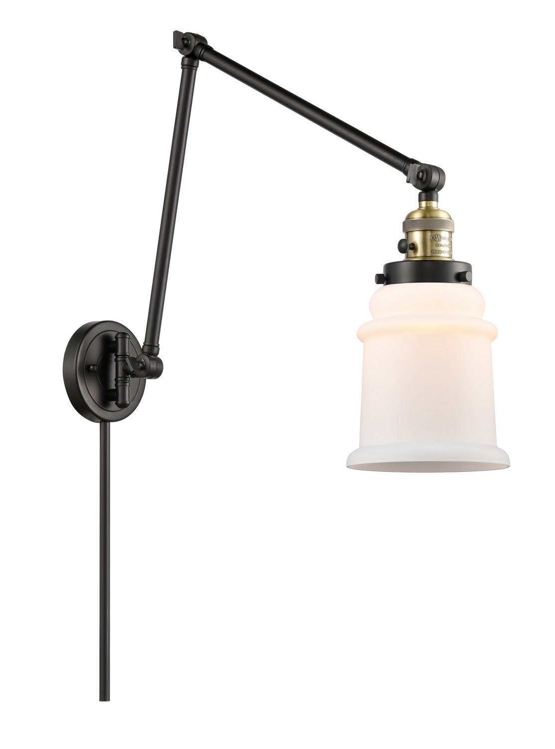 One Light Swing Arm by Innovations - Franklin Restoration Collection, Black Antique Brass Finish - 238-BAB-G181