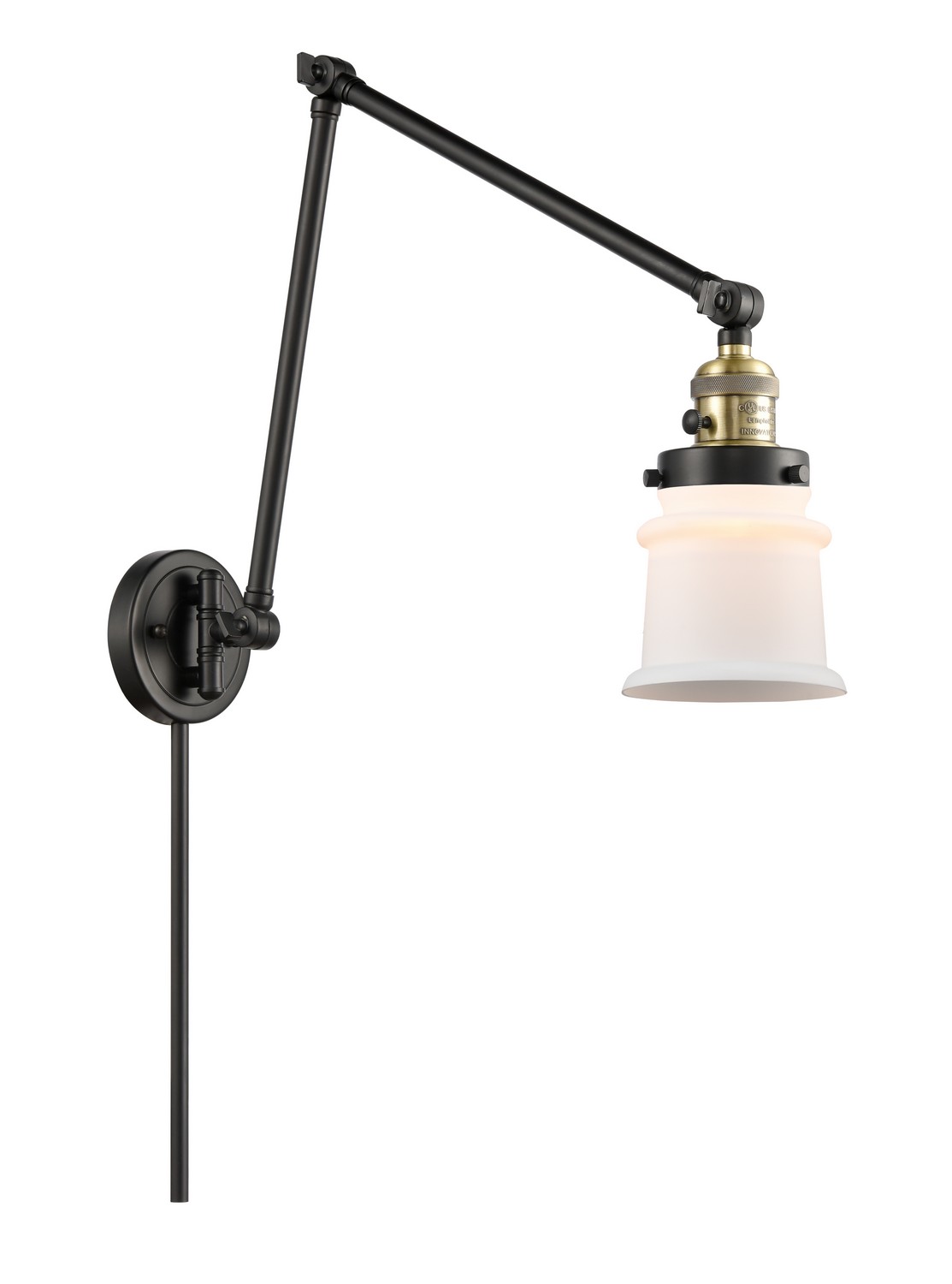 One Light Swing Arm by Innovations - Franklin Restoration Collection, Black Antique Brass Finish - 238-BAB-G181S